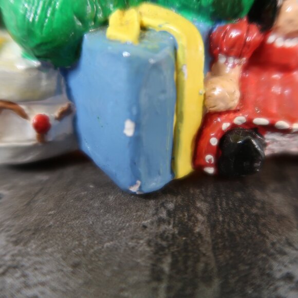 Vintage Lit Ceramic Teddy Bear Christmas Tree Handpainted Santa Claus Lighted - Picture 12 of 13